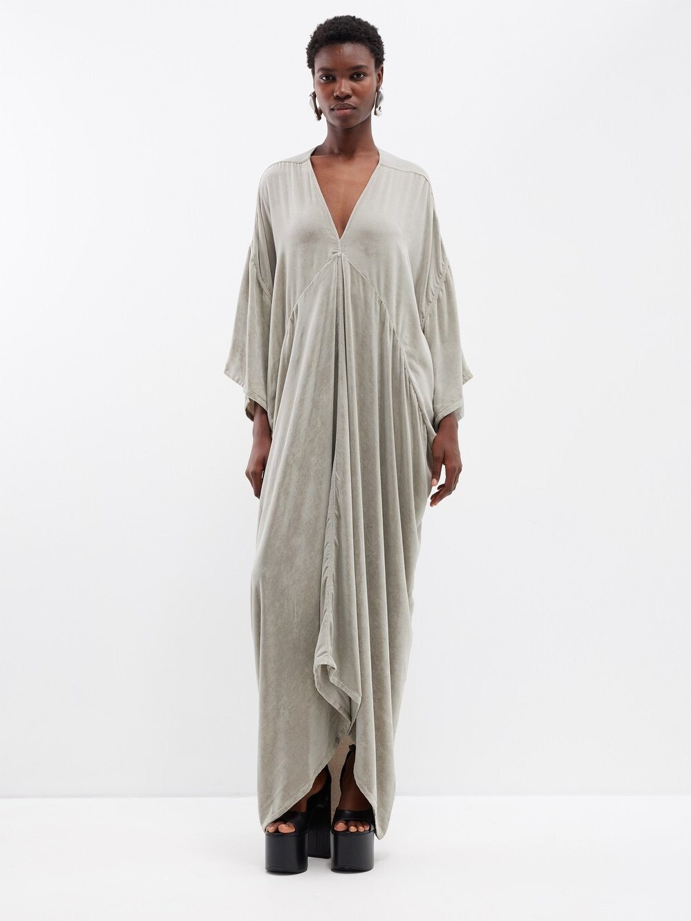 

Бархатное платье tommykite с v-образным вырезом Rick Owens, белый