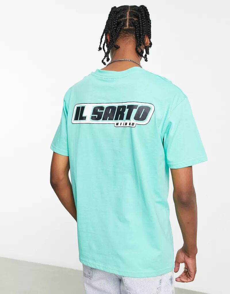 цена Бирюзово-синяя футболка Il Sarto Racer с логотипом на спине