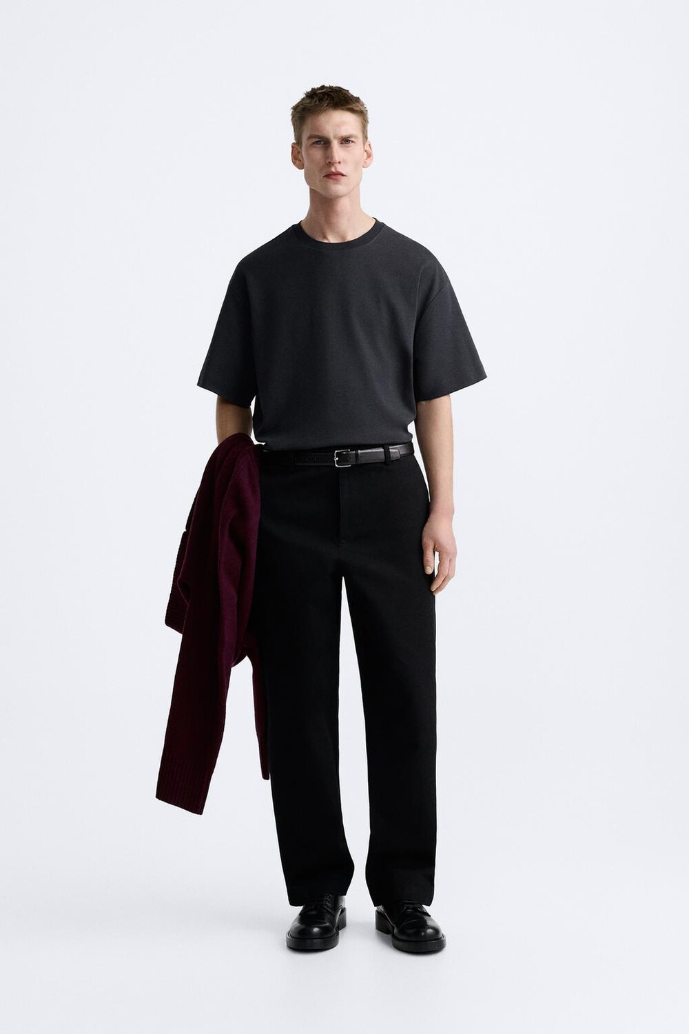 

Футболка свободного кроя ZARA, антрацитовый серый