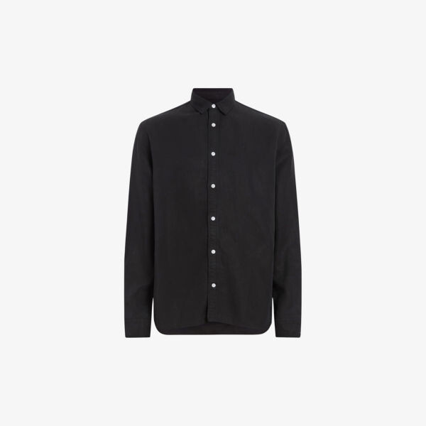 

Тканая рубашка классического кроя Laguna с однотонной строчкой Allsaints, черный