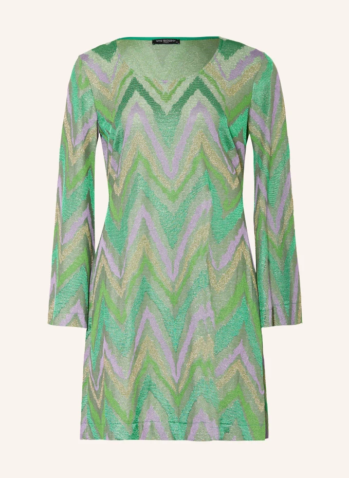 Вязаное платье из блестящей пряжи Ana Alcazar, зеленый