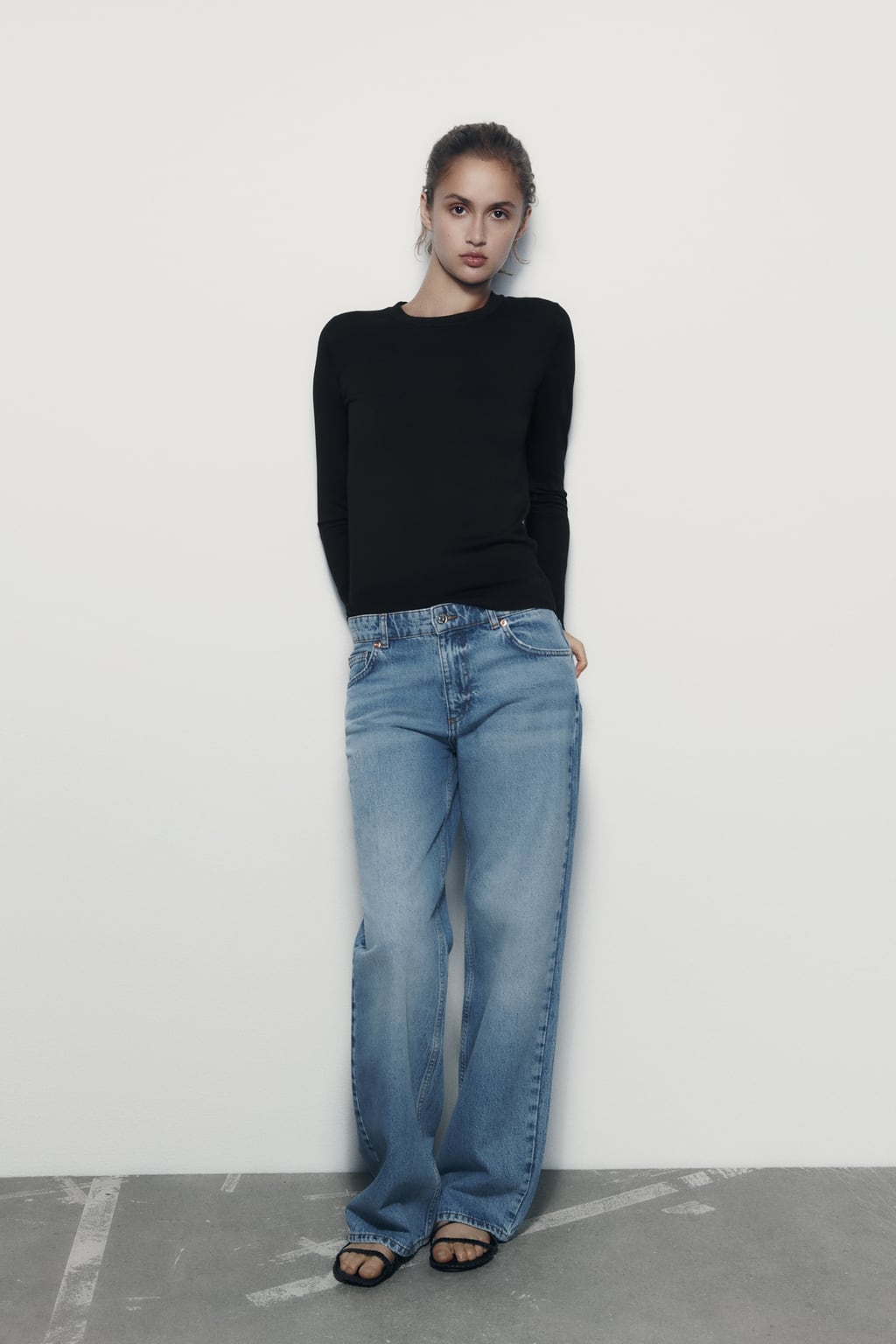 

Трикотажное платье в рубчик ZARA, черный