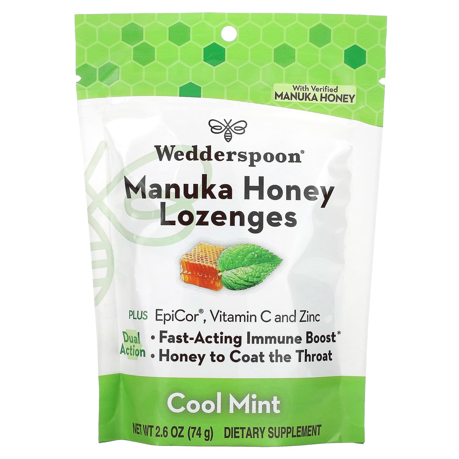 

Леденцы с медом Manuka, прохладная мята, 74 г (2,6 унции), Wedderspoon