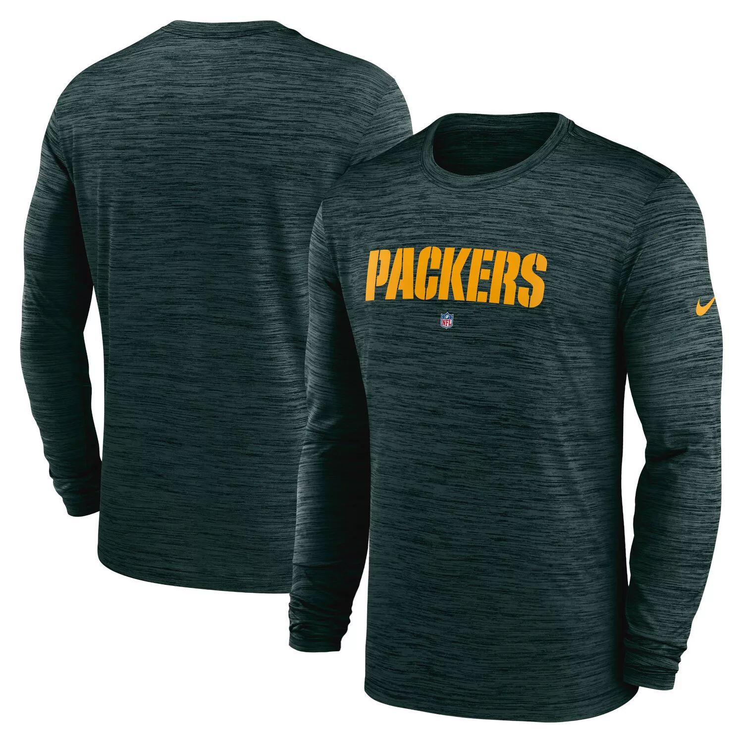 

Мужская зеленая футболка с длинным рукавом Green Bay Packers Sideline Team Velocity Performance Nike, Зеленый