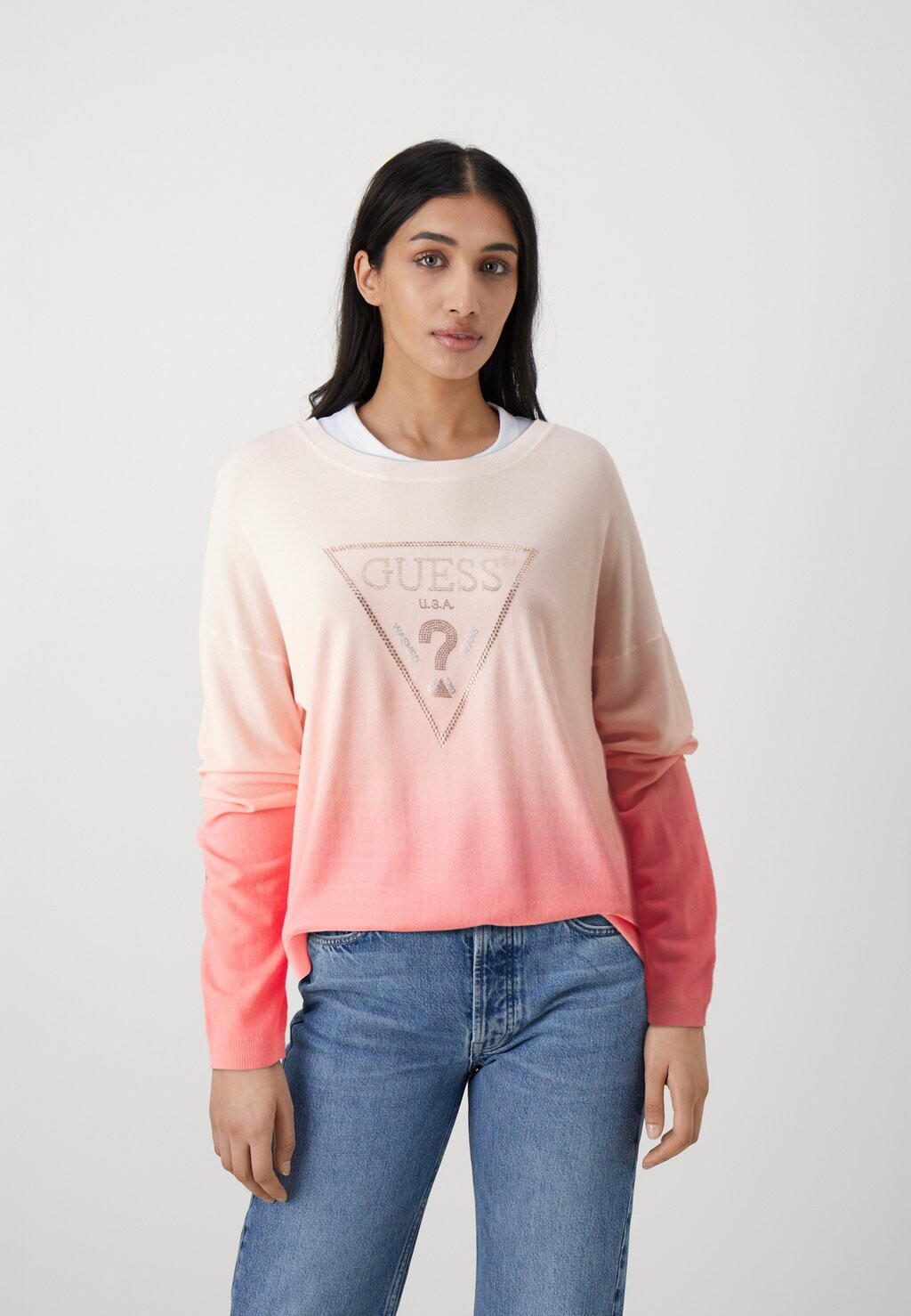 

Вязаный свитер IRENE TRIANGLE LOGO Guess, цвет peach sky and coral