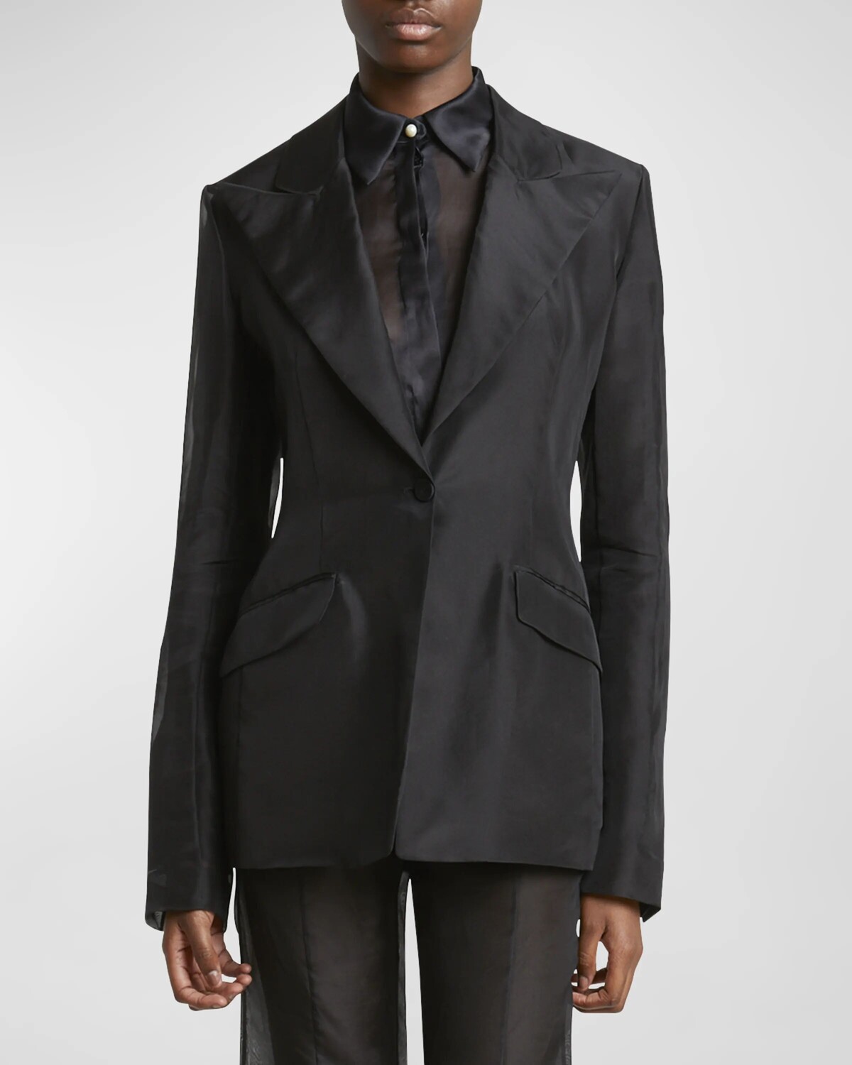 

Однобортный шелковый пиджак Leiva Slim Gabriela Hearst, цвет Black