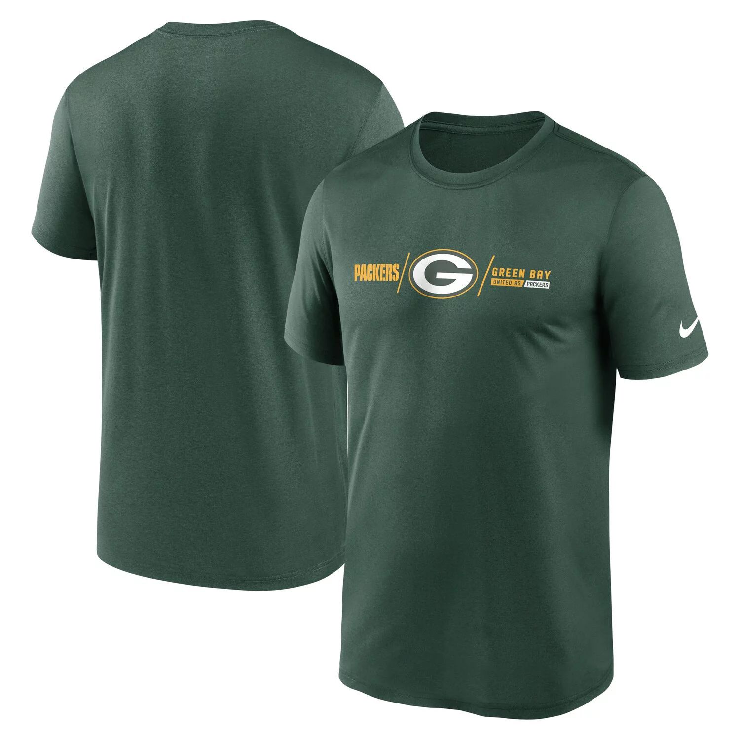 мужская футболка green bay packers horizontal lockup legend золотистого цвета nike Мужская зеленая футболка Green Bay Packers Horizontal Lockup Legend Performance Nike
