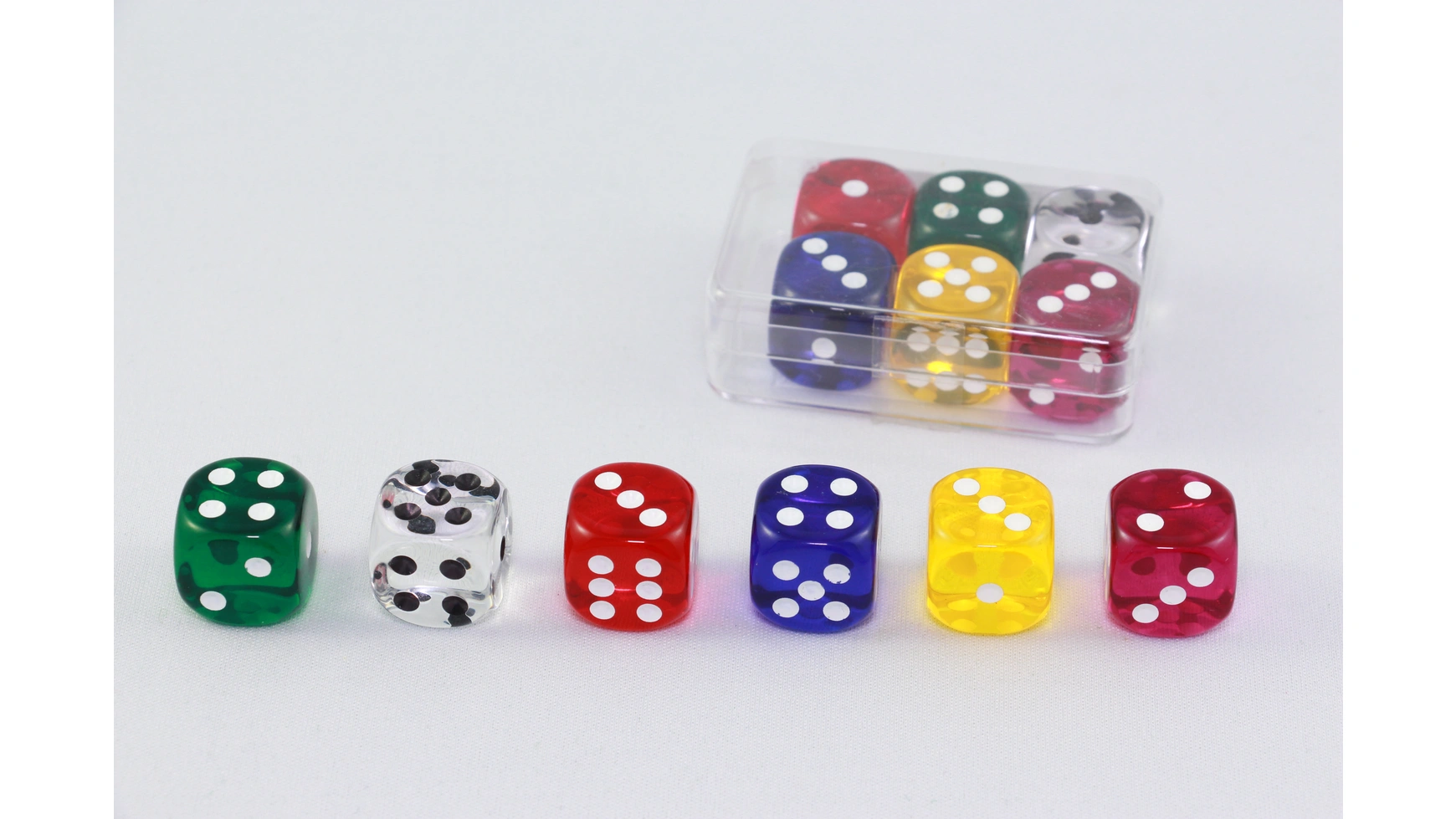 6 кубиков прозрачные Weible Spiele набор кубиков простые d6 – 16 мм 12 шт красно белый