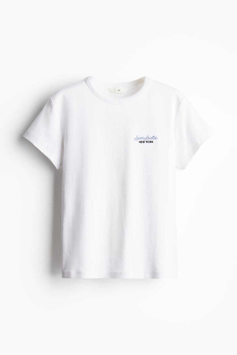 

Приталенная хлопковая футболка H&M, белый