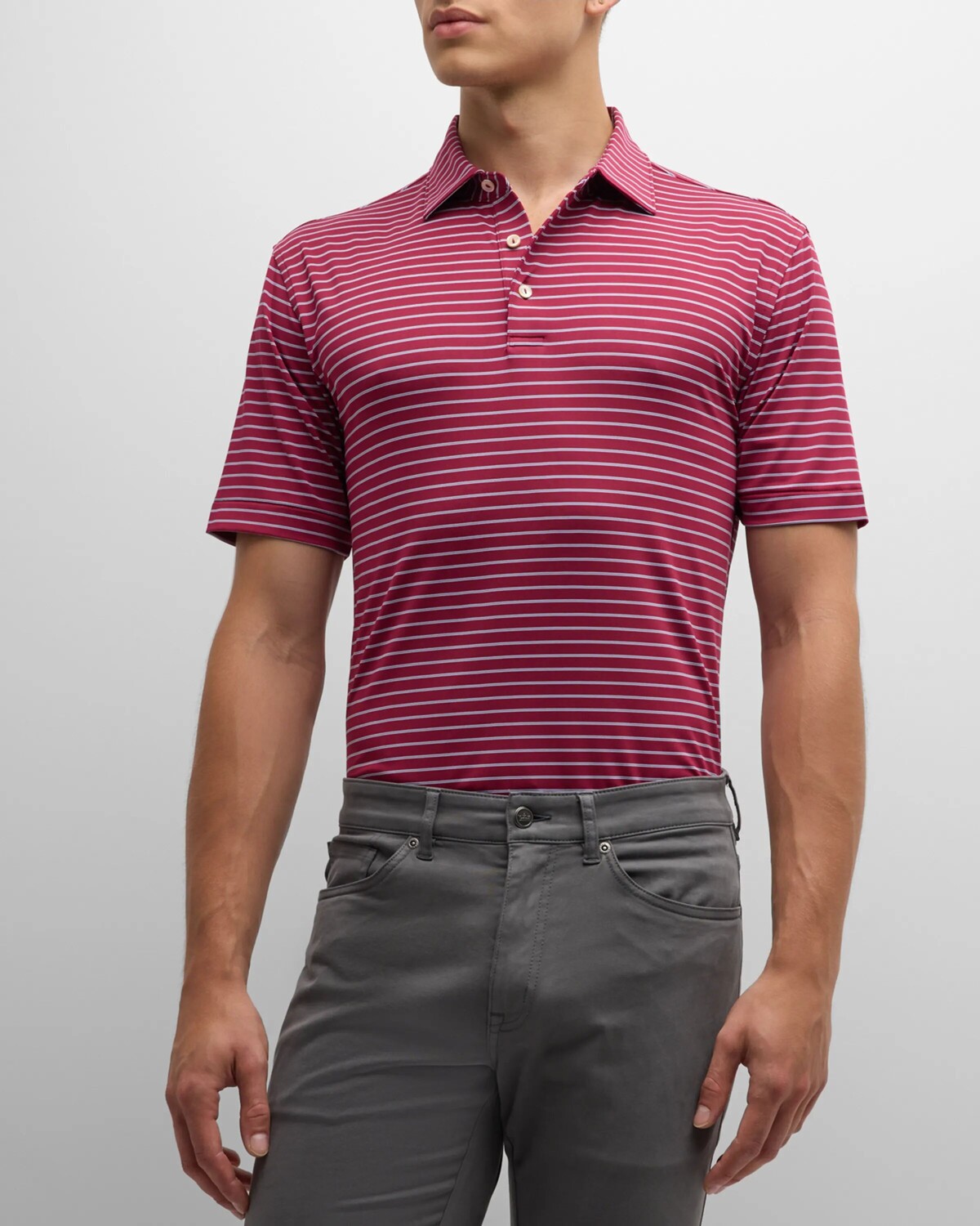 

Мужская рубашка-поло в полоску Drum Stripe Performance Peter Millar, цвет Pomegrana