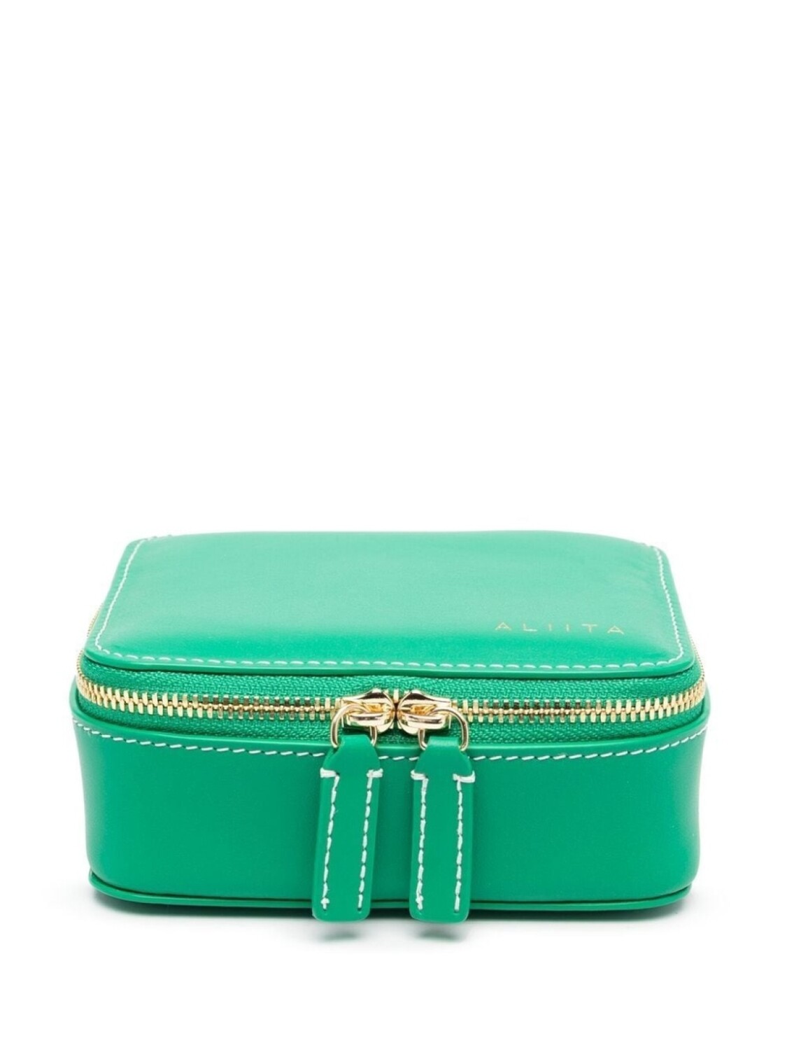 

Aliita leather zip-up makeup bag, зеленый