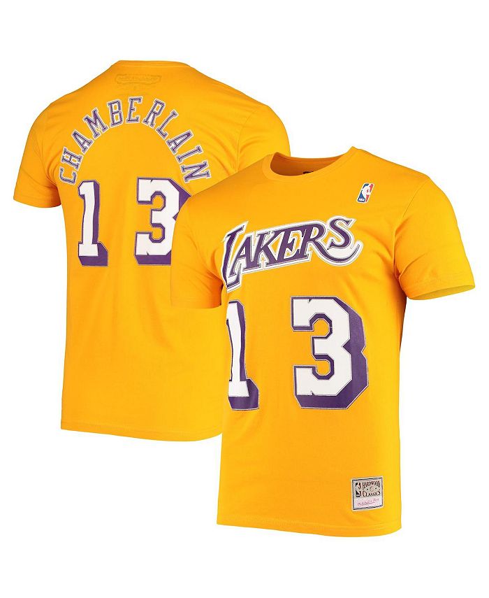 

Мужская футболка с именем и номером Wilt Chamberlain Gold Los Angeles Lakers Hardwood Classics Mitchell & Ness, цвет Gold