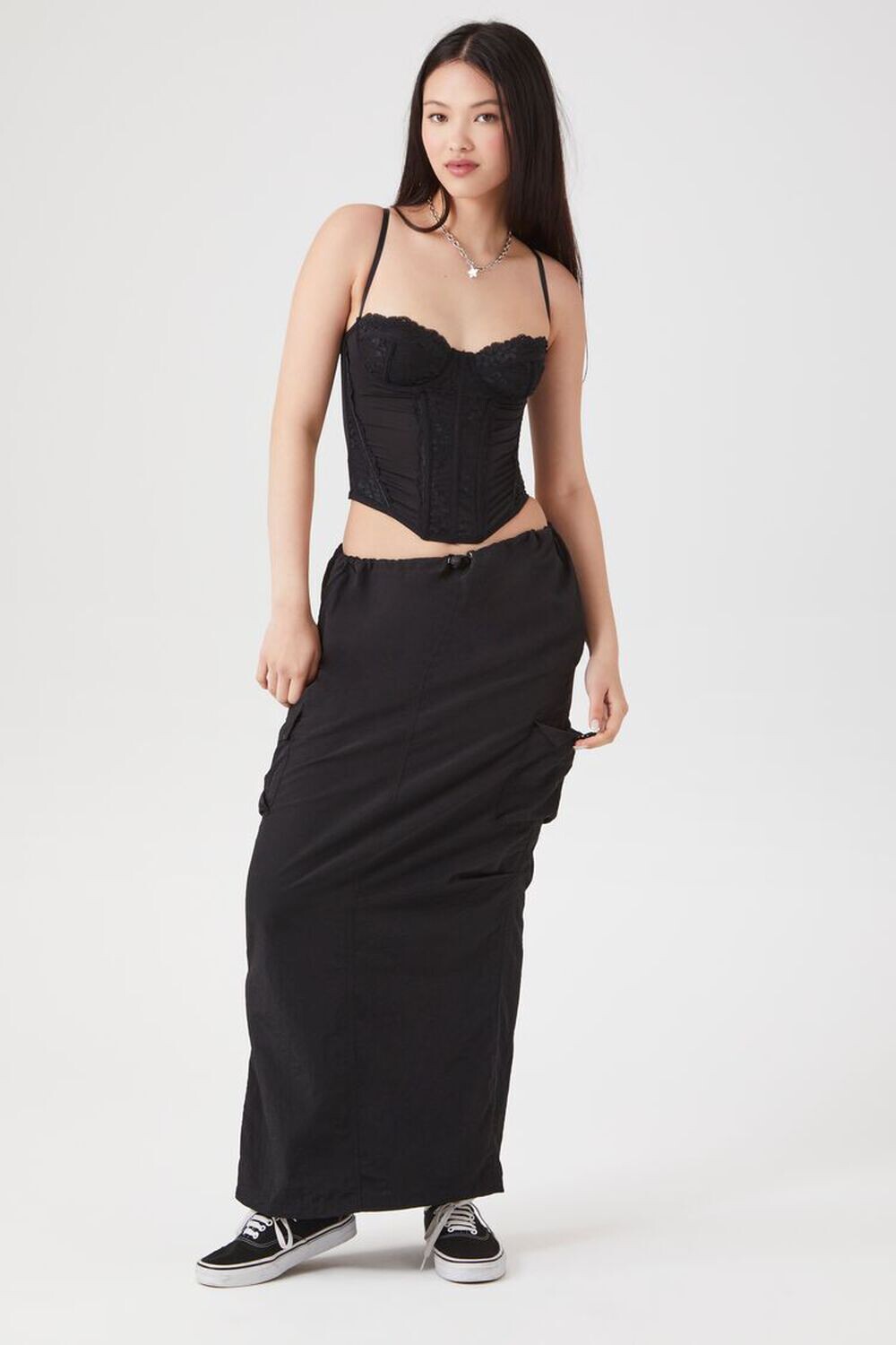 

Макси-юбка карго Forever 21, черный