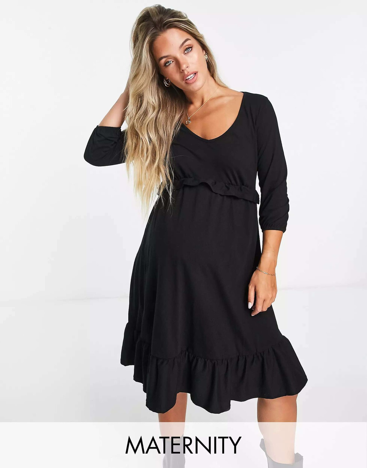 

Черное мини-платье с оборками River Island, Черный