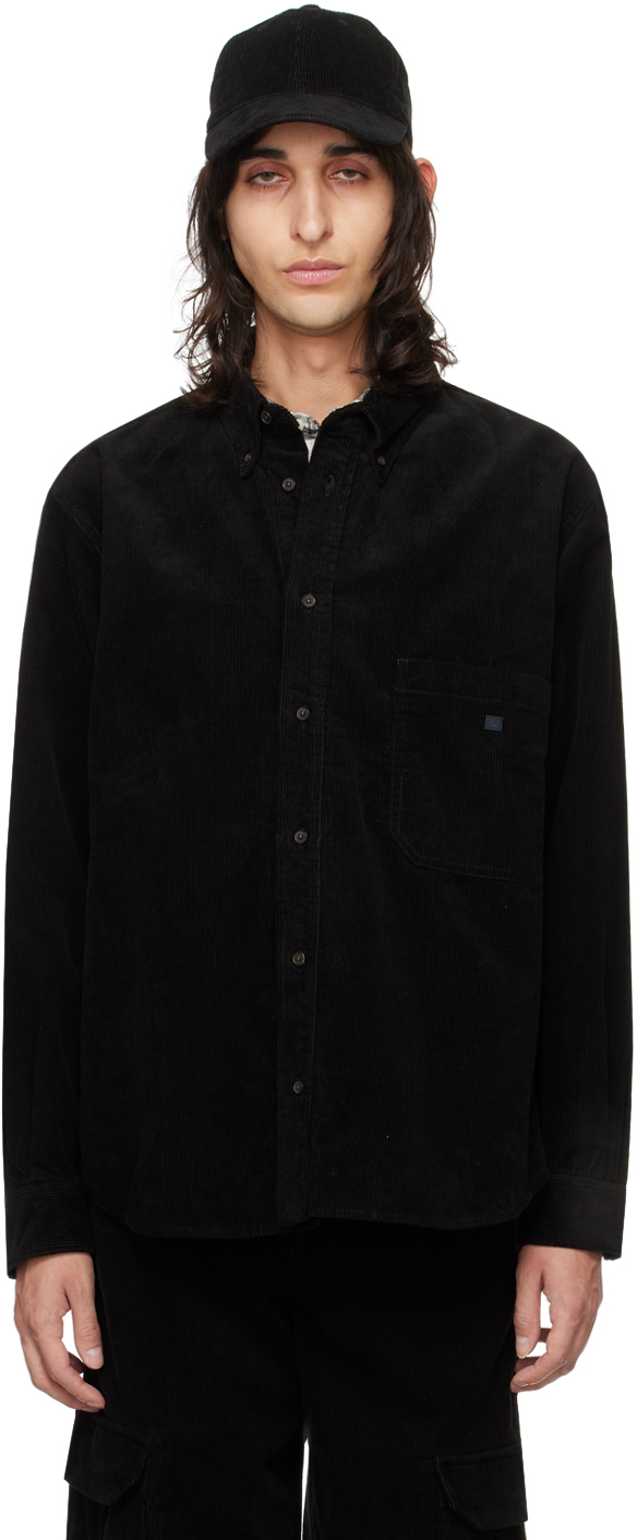 Черная рубашка с нашивками Acne Studios, цвет Black цена и фото