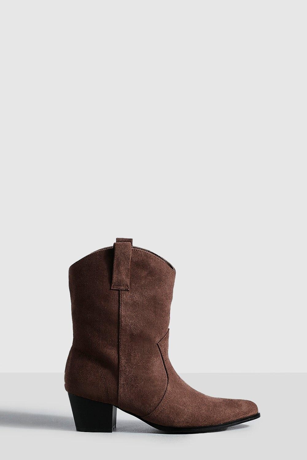 

Ковбойские ботинки basic tab detail Boohoo, шоколадный, Коричневый