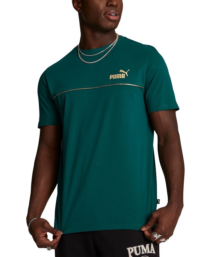 

Мужская футболка Essentials+ с золотым логотипом в минималистском стиле Puma, серебро, Желтый