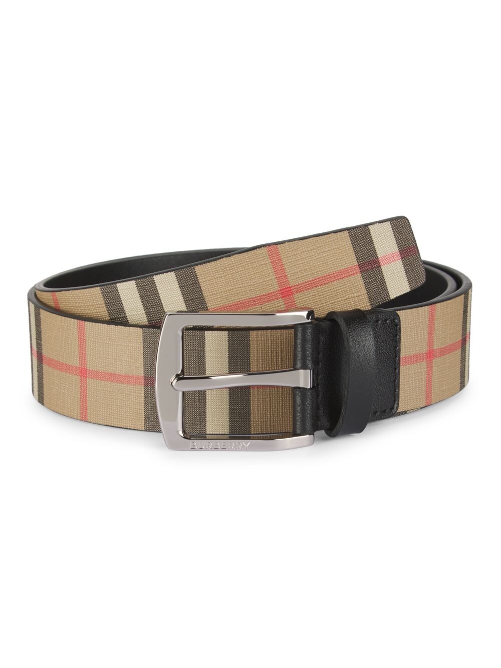 

Ремень с пряжкой в винтажную клетку Burberry, бежевый
