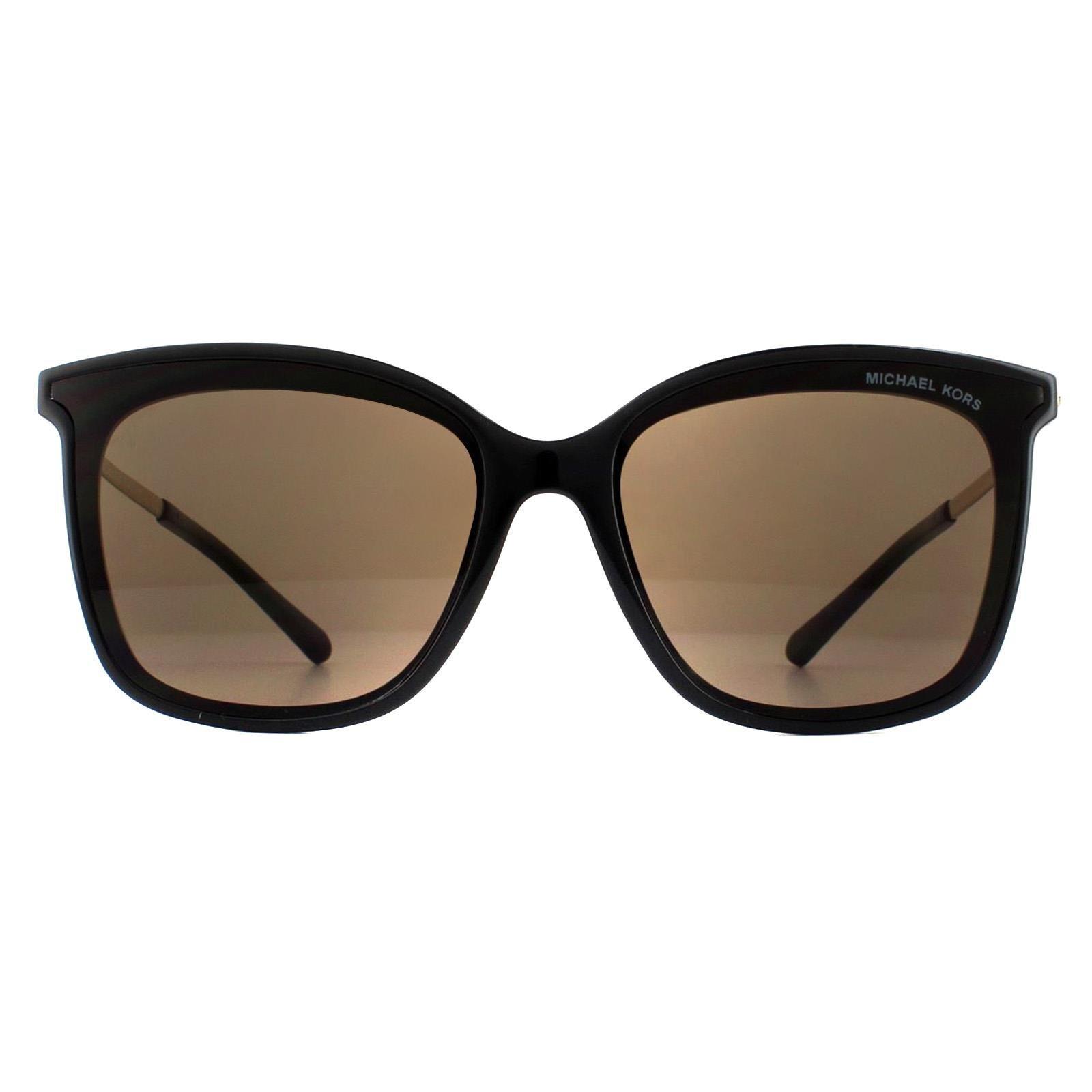 Квадратные блестящие черные и золотисто-коричневые солнцезащитные очки металлик Michael Kors, черный