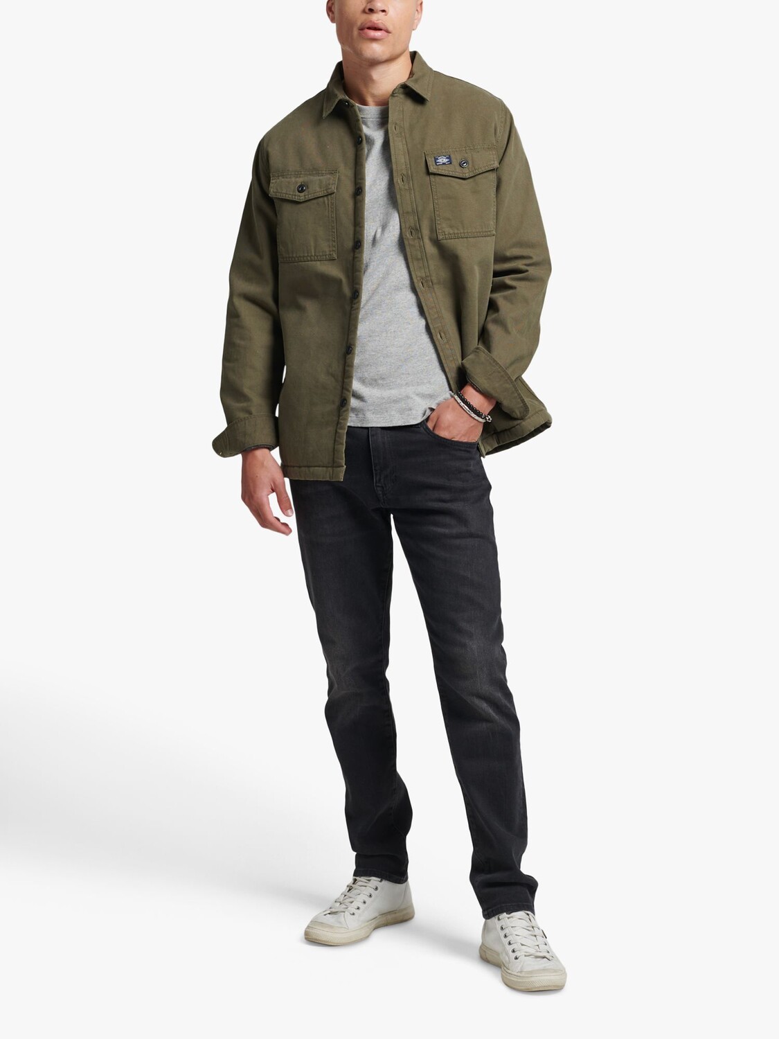 

Рубашка Miller на подкладке Borg Superdry, излишки оливкового товара