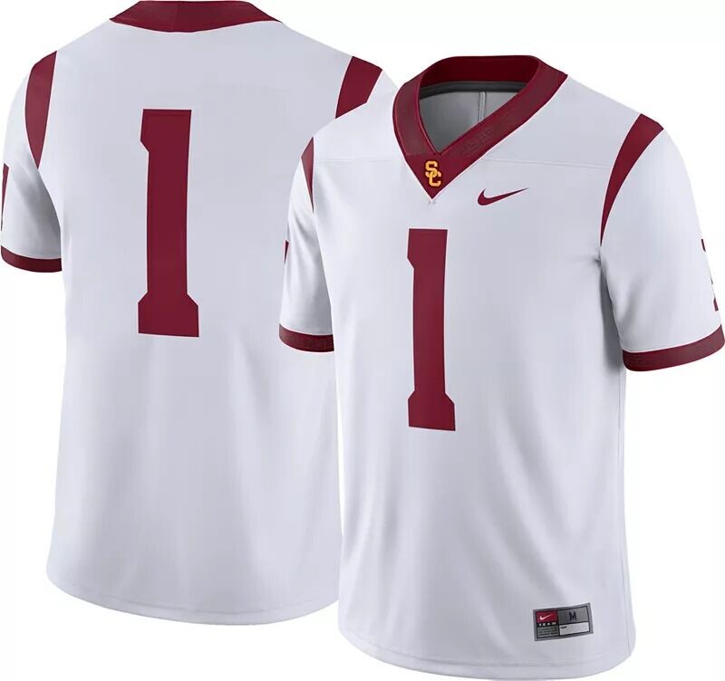 

Мужские белые футбольные майки Nike USC Trojans #1 Dri-FIT Game, Серый