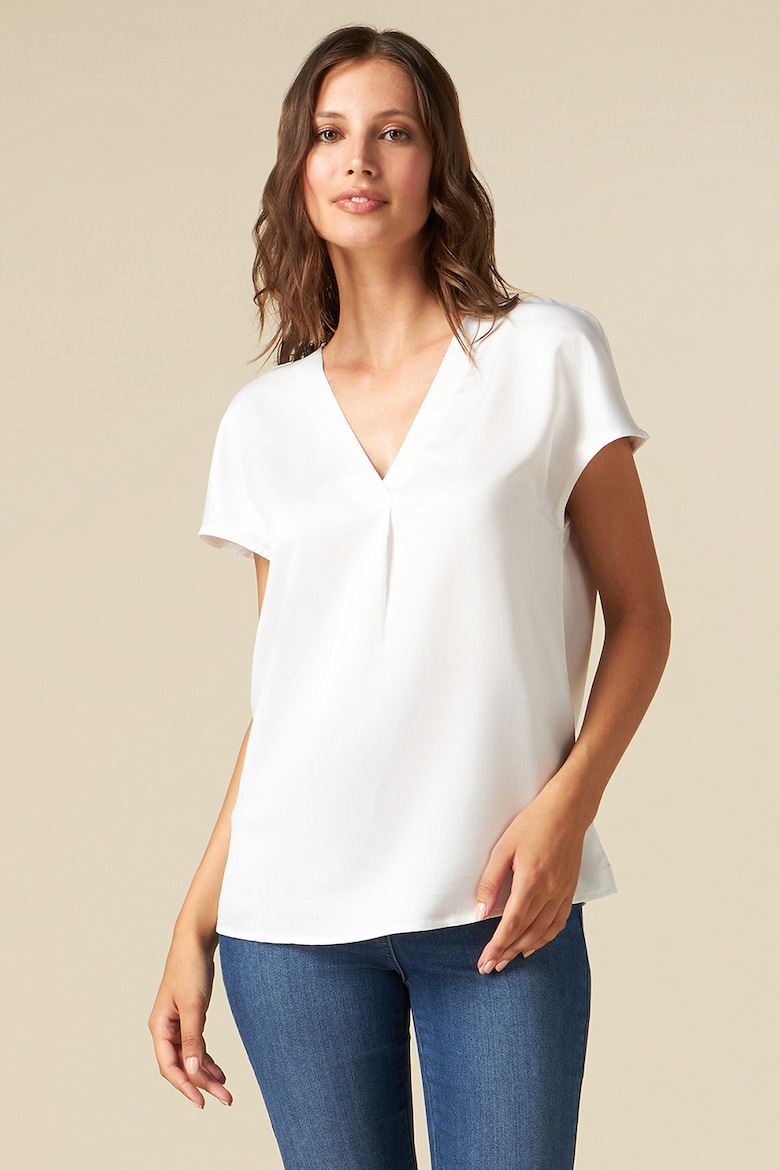 Атласная блузка с короткими рукавами Oltre, белый