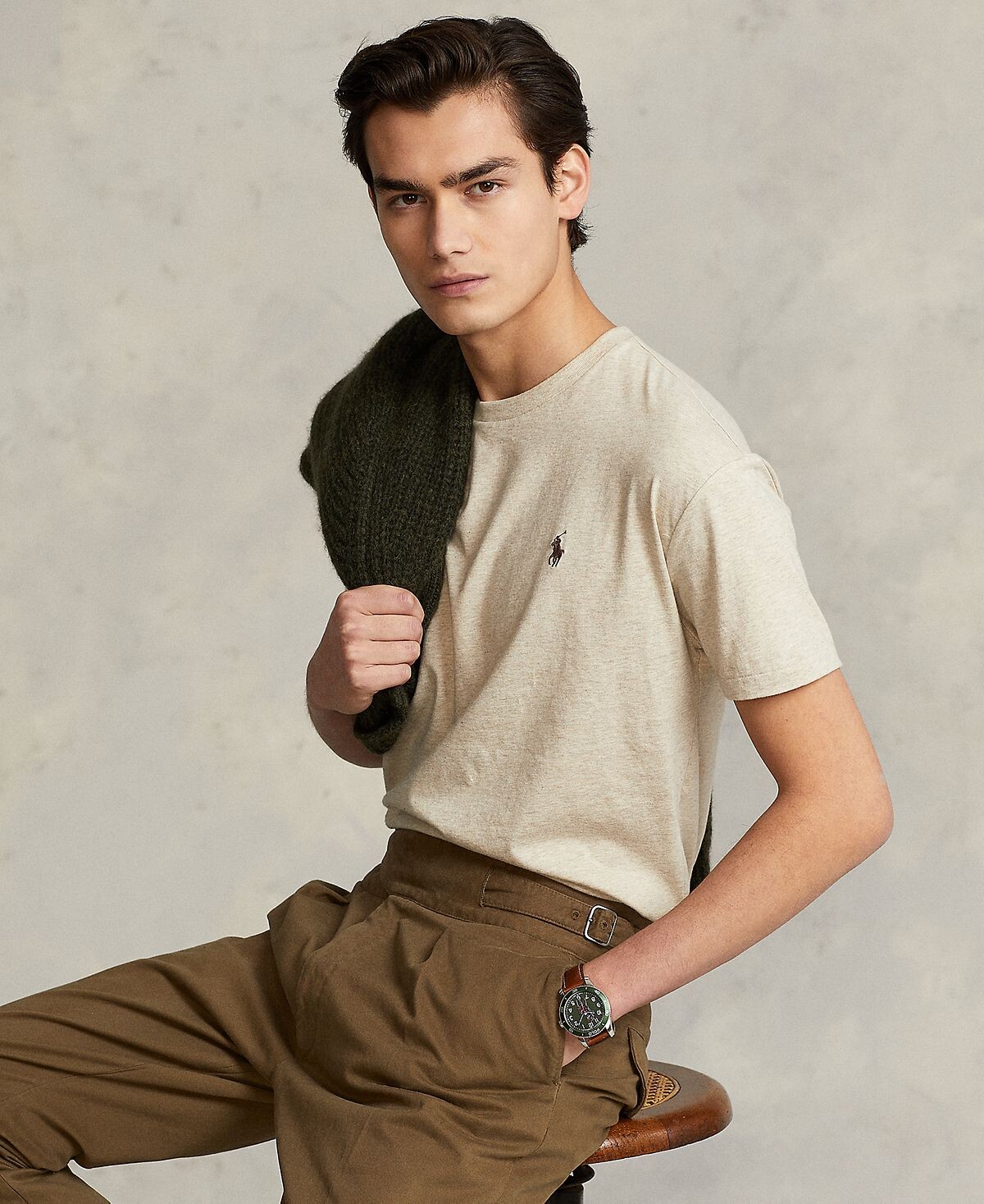 

Мужская трикотажная футболка классического кроя с круглым вырезом Polo Ralph Lauren