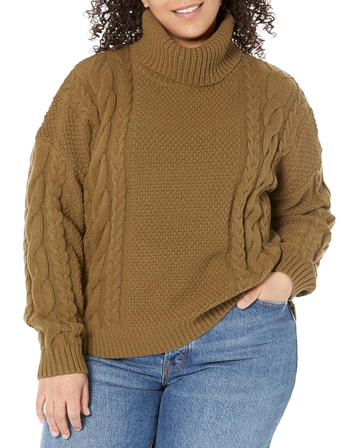 Свитер Madewell Plus Capri Cotton Cable Turtleneck, цвет Golden Spinach