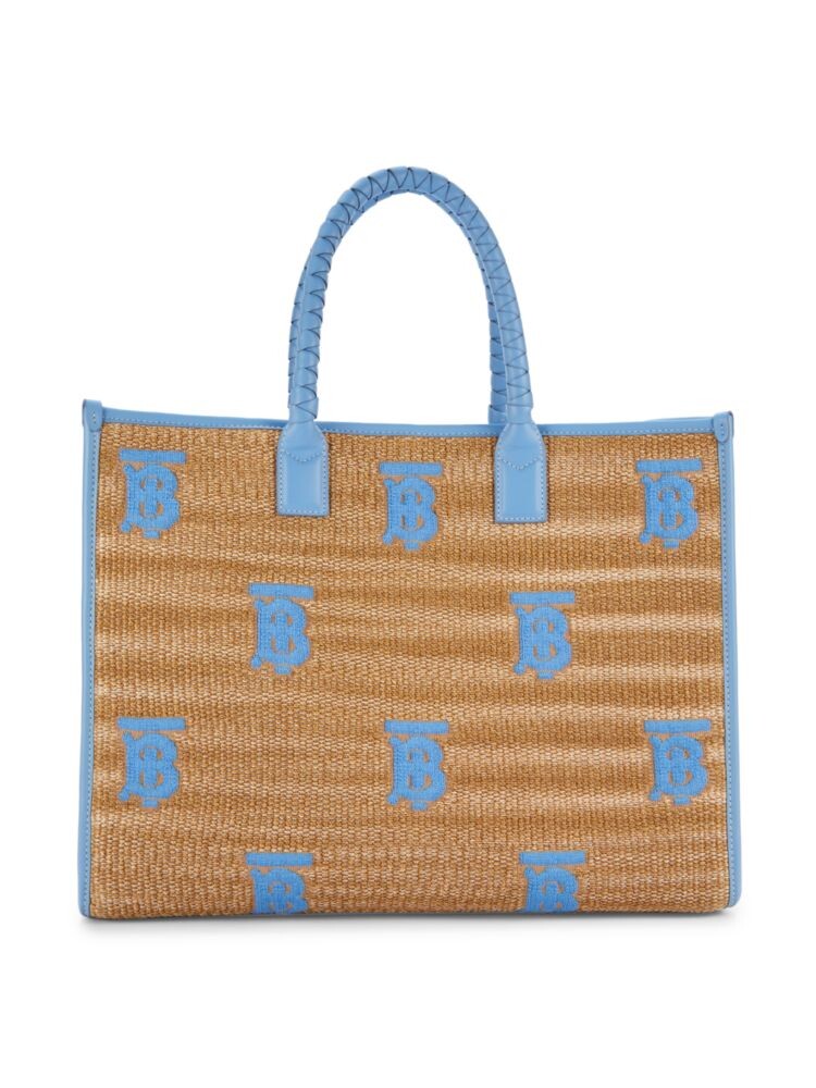 

Сумка-тоут с тканым логотипом Freya Burberry, цвет Beige Blue