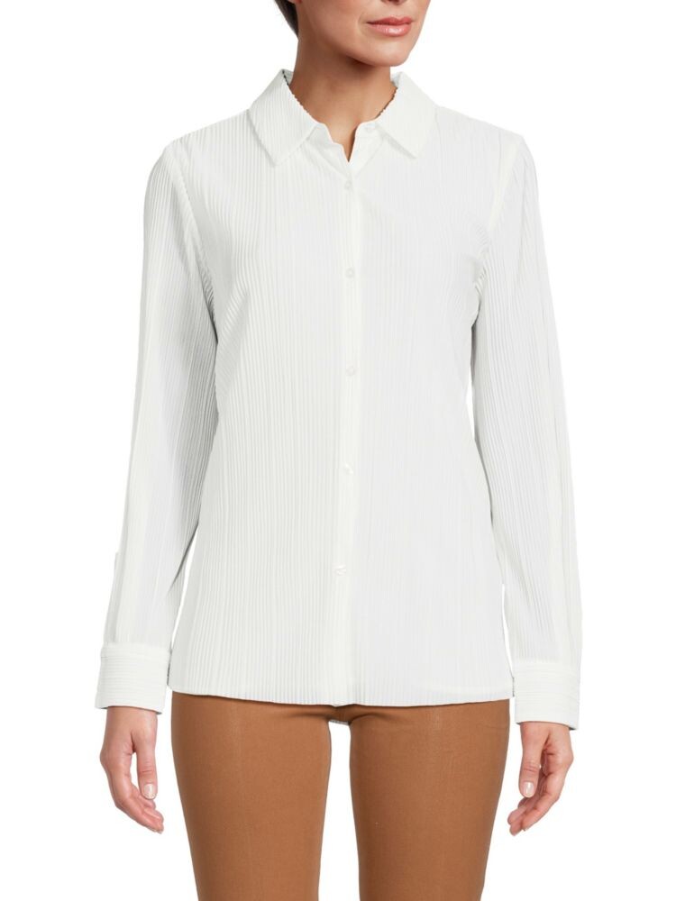

Рубашка на пуговицах с жатой плиссировкой Calvin Klein, цвет Soft White