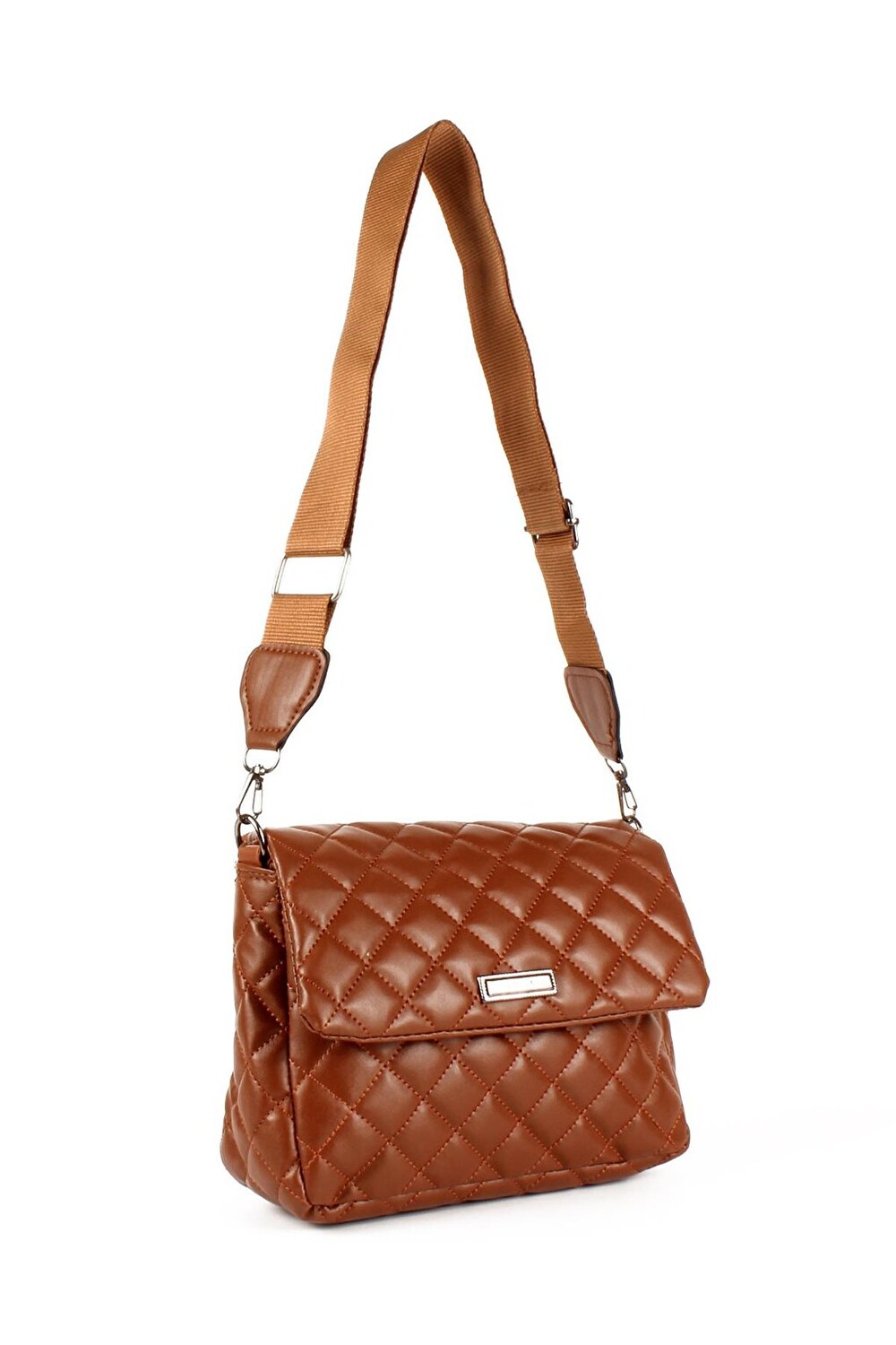 

Женская стеганая сумка на плечо с клапаном и ремешком на колонке (20736) Luwwe Bags, браун-тан