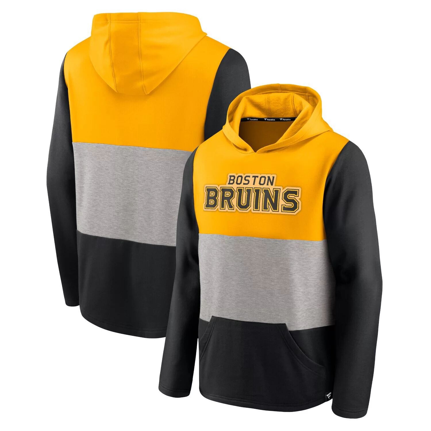 

Мужской пуловер с капюшоном Fanatics золотого/черного цвета Boston Bruins Prep Color Block, Черный