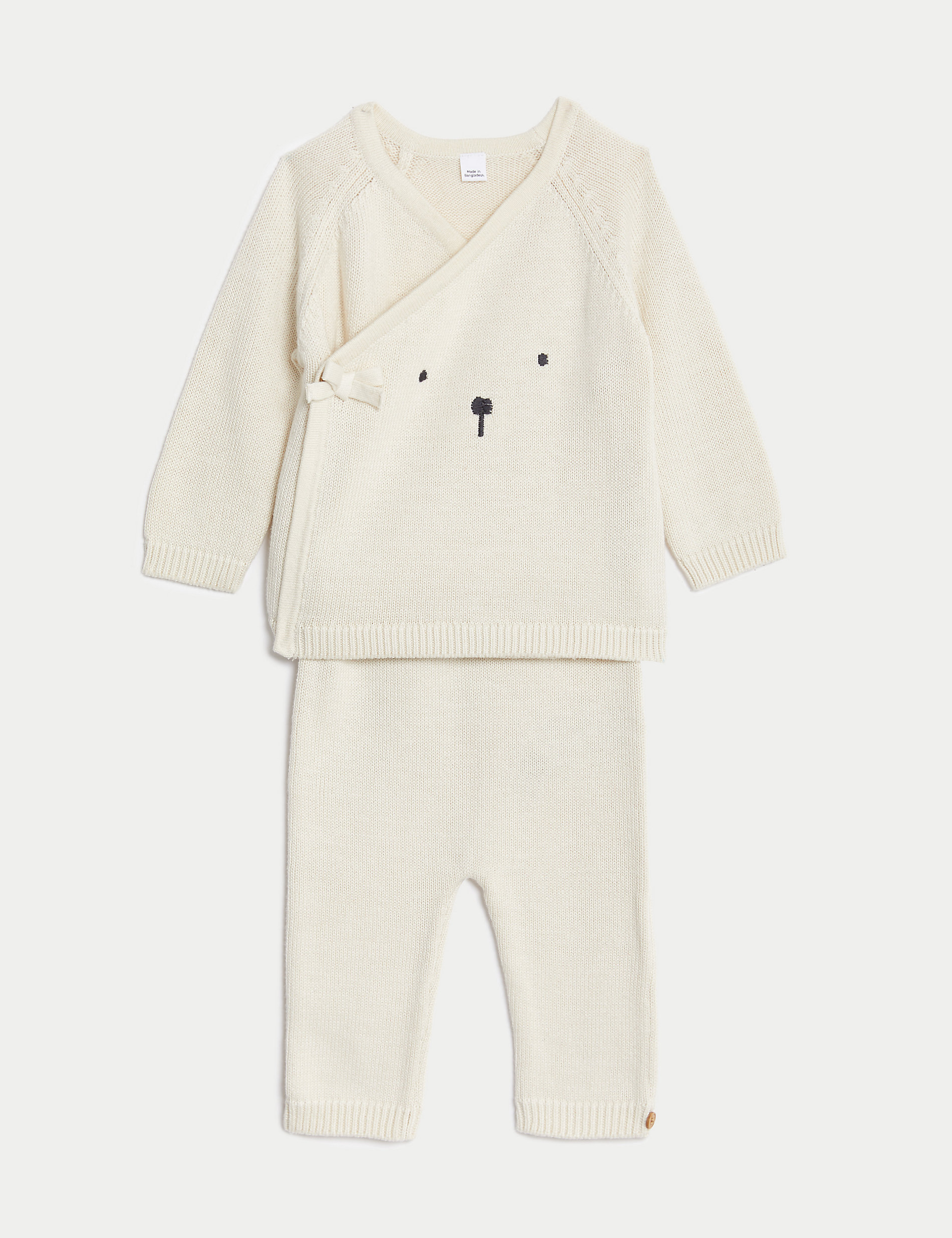 2 шт. Вязаный костюм медведя из чистого хлопка (от 7 фунтов до 1 года) Marks & Spencer, белый микс
