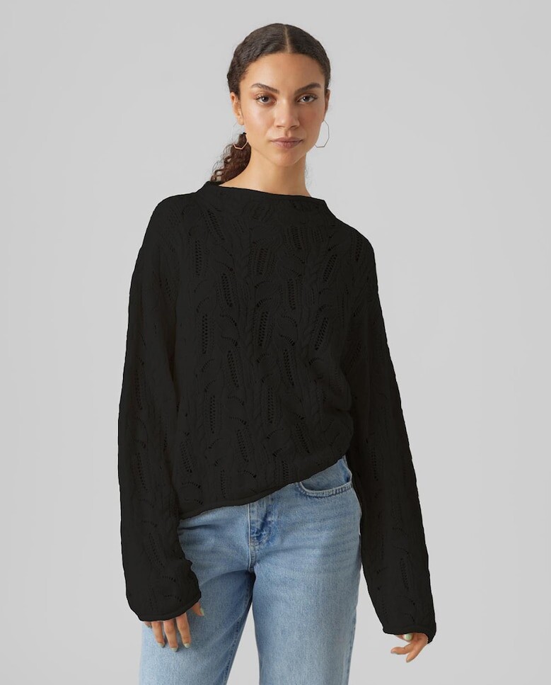

Ажурный женский свитер с длинными рукавами Vero Moda, черный