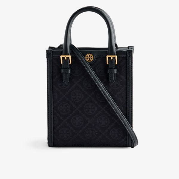 

Сумка-тоут из смесового хлопка с монограммой Tory Burch, черный