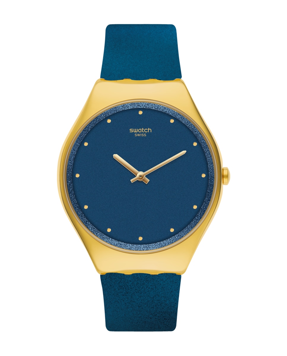 

Часы Ocean из кожи с синим силиконовым ремешком Swatch, синий