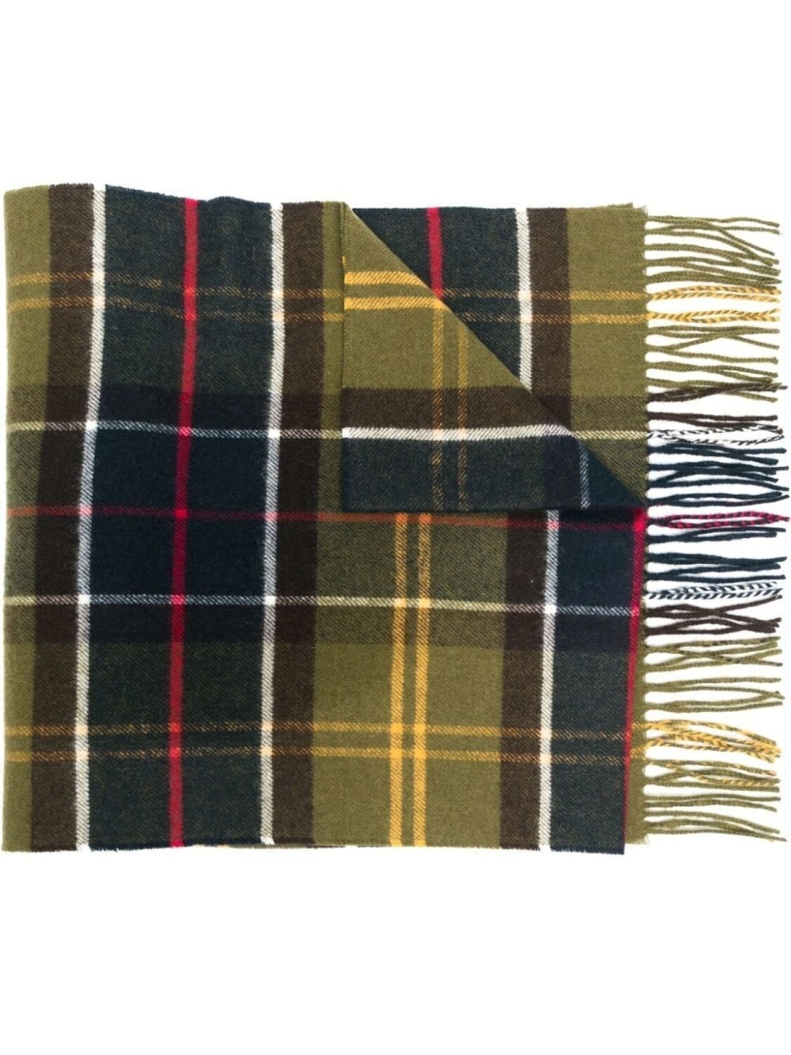 

Barbour шарф в клетку тартан с бахромой, зеленый