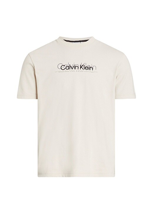 

Бежевая мужская футболка с круглым вырезом Calvin Klein, Бежевый