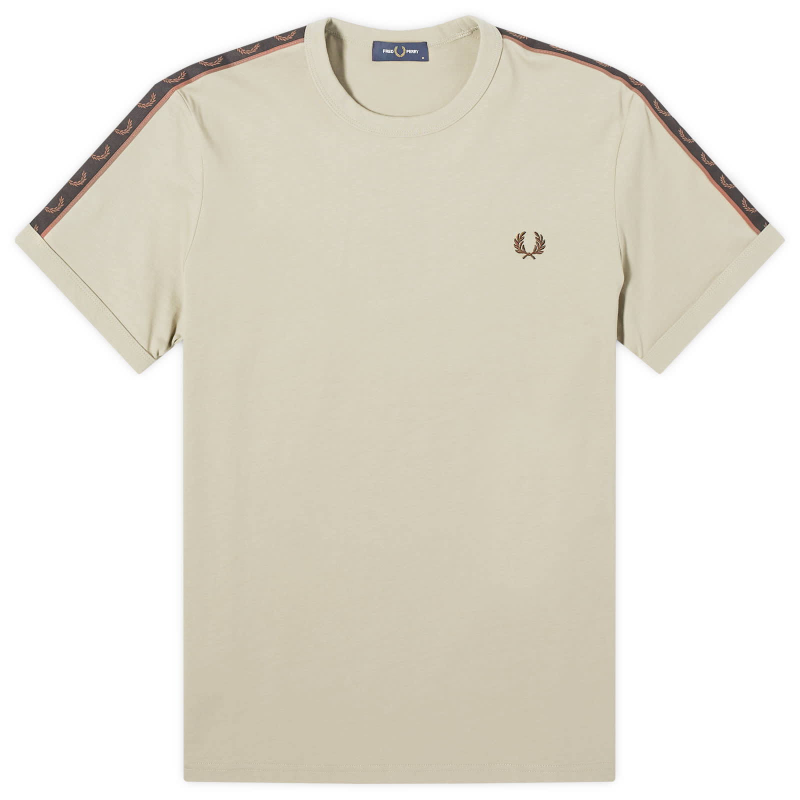 

Футболка Fred Perry Contrast Tape Ringer T-Shirt, цвет Warm Grey & Brick