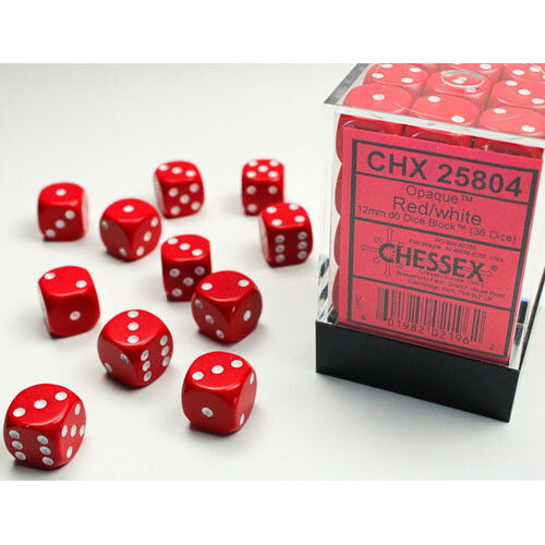 

Аксессуары Chessex Chessex 12mm d6 Set: Opaque - Red w/White (36)
