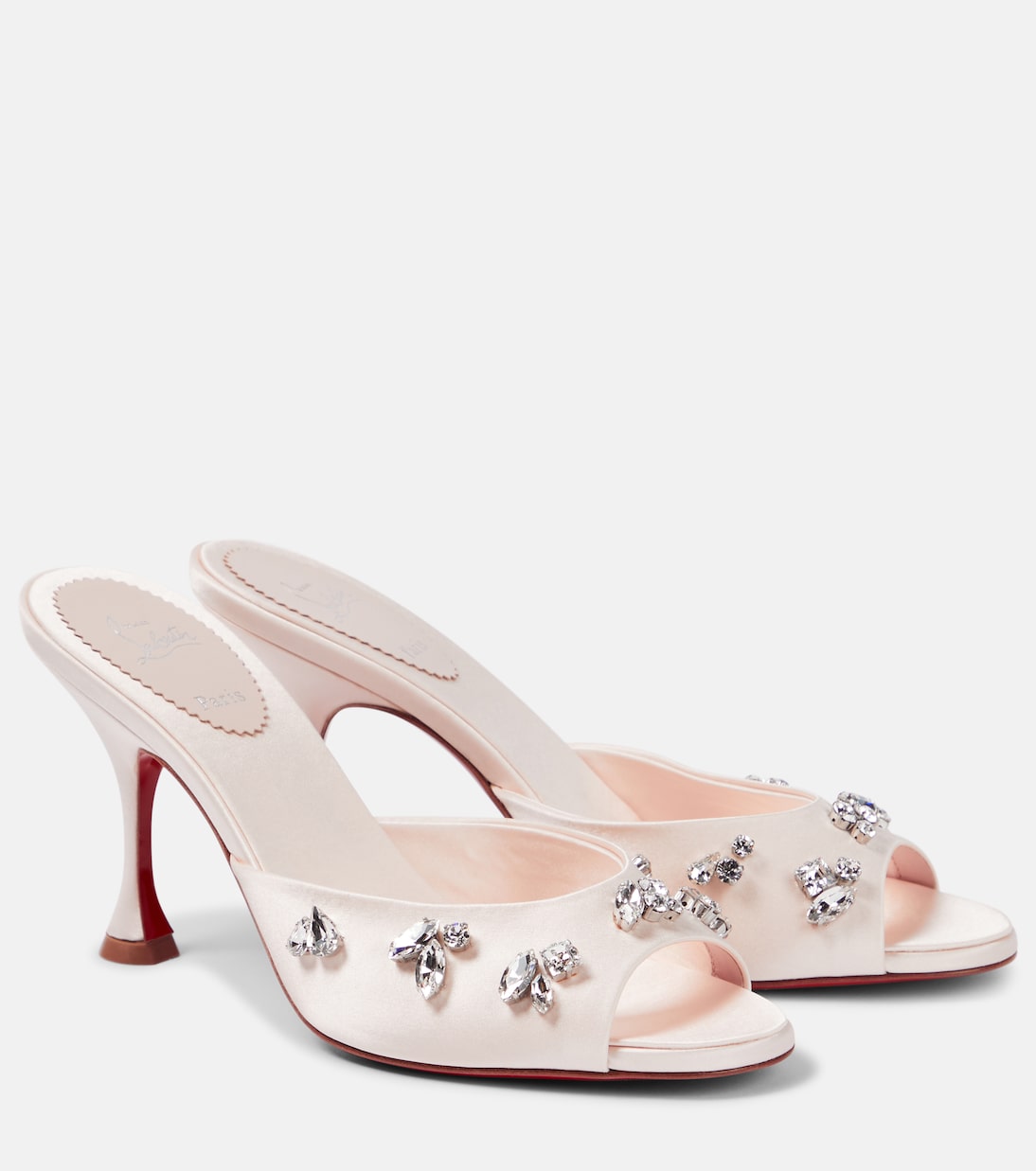 

Туфли-мюли degraqueen 85 из крепа с украшением Christian Louboutin, розовый