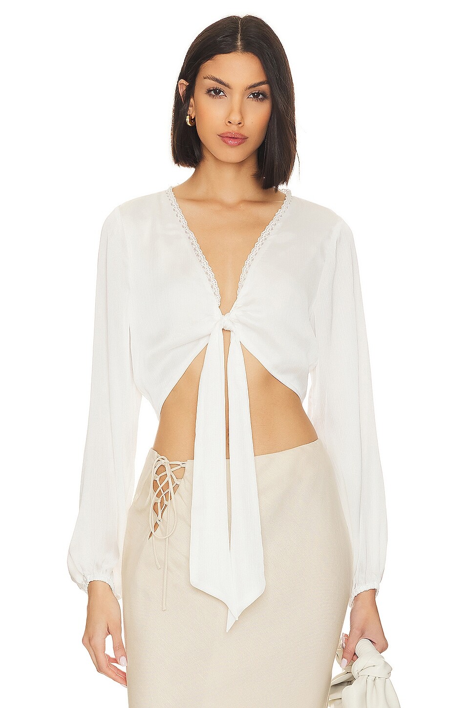 

Топ BCBGeneration Linen Line Tie, цвет Bright White