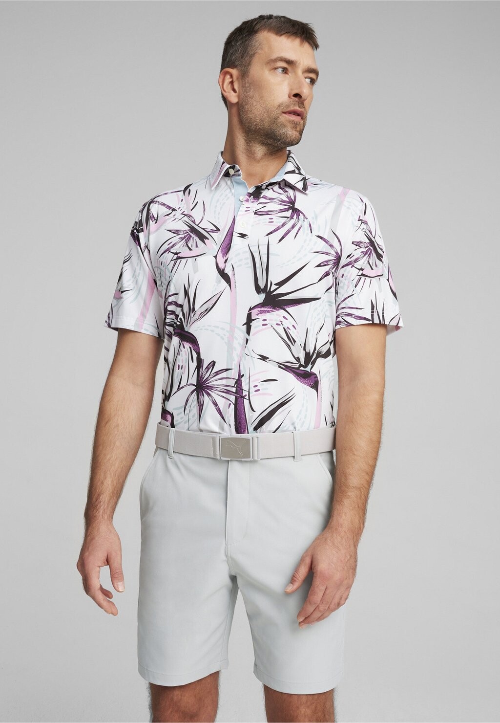 

Рубашка-поло Mattr Birds Of Paradise Puma Golf, цвет white glow pink icing