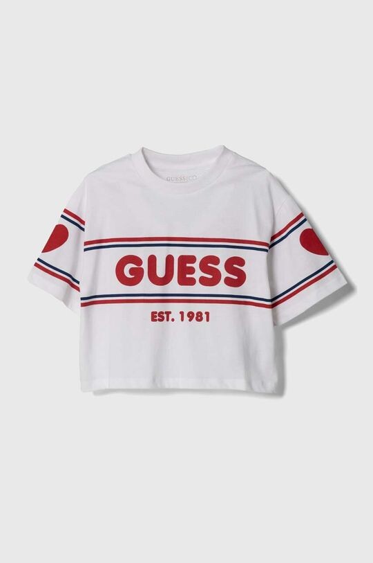 

Детская хлопковая футболка Guess, белый