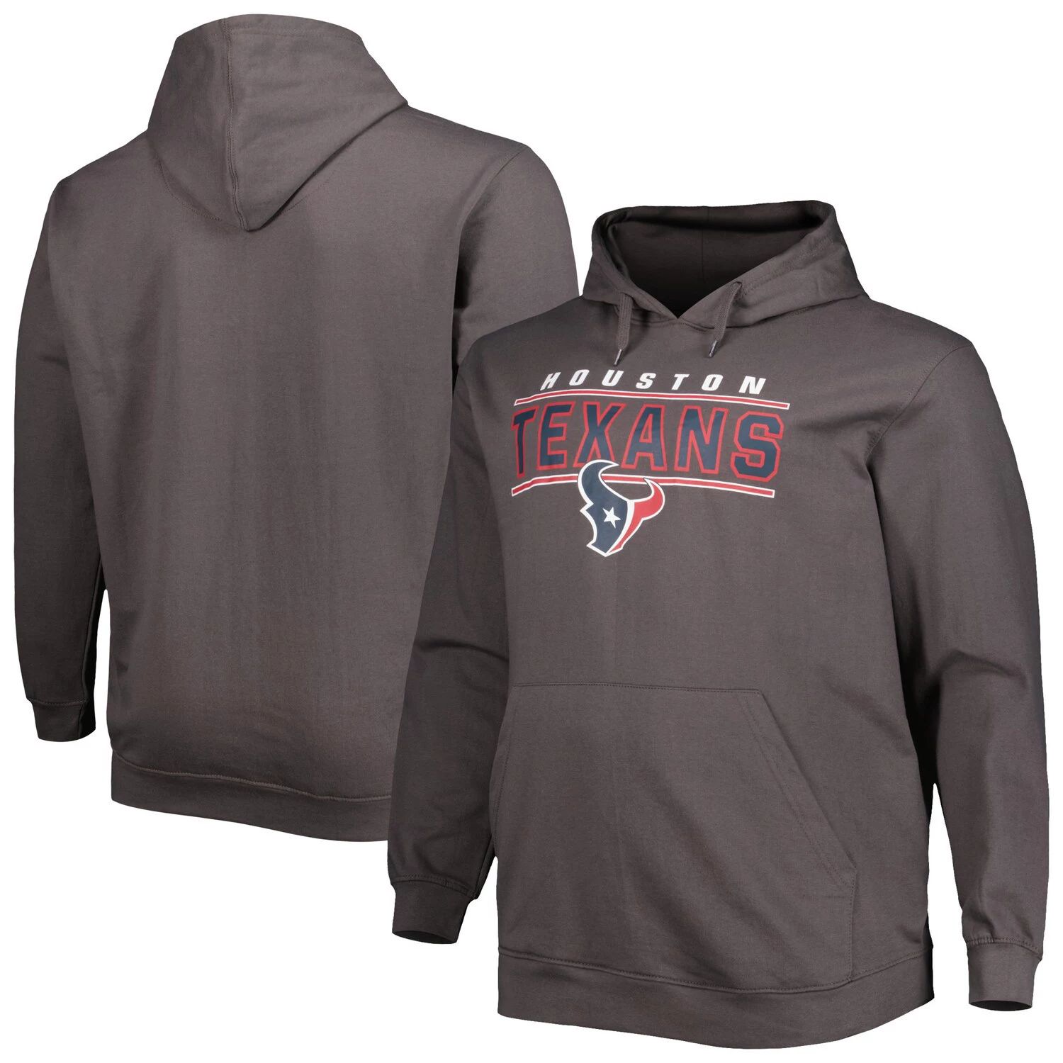 Мужской темно-серый пуловер с капюшоном Houston Texans Big & Tall Logo
