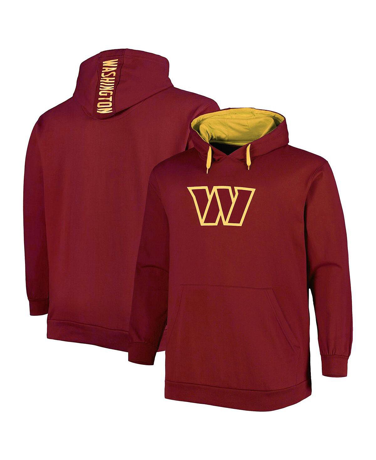 цена Мужской бордовый пуловер с капюшоном и логотипом Washington Commanders Big and Tall Profile