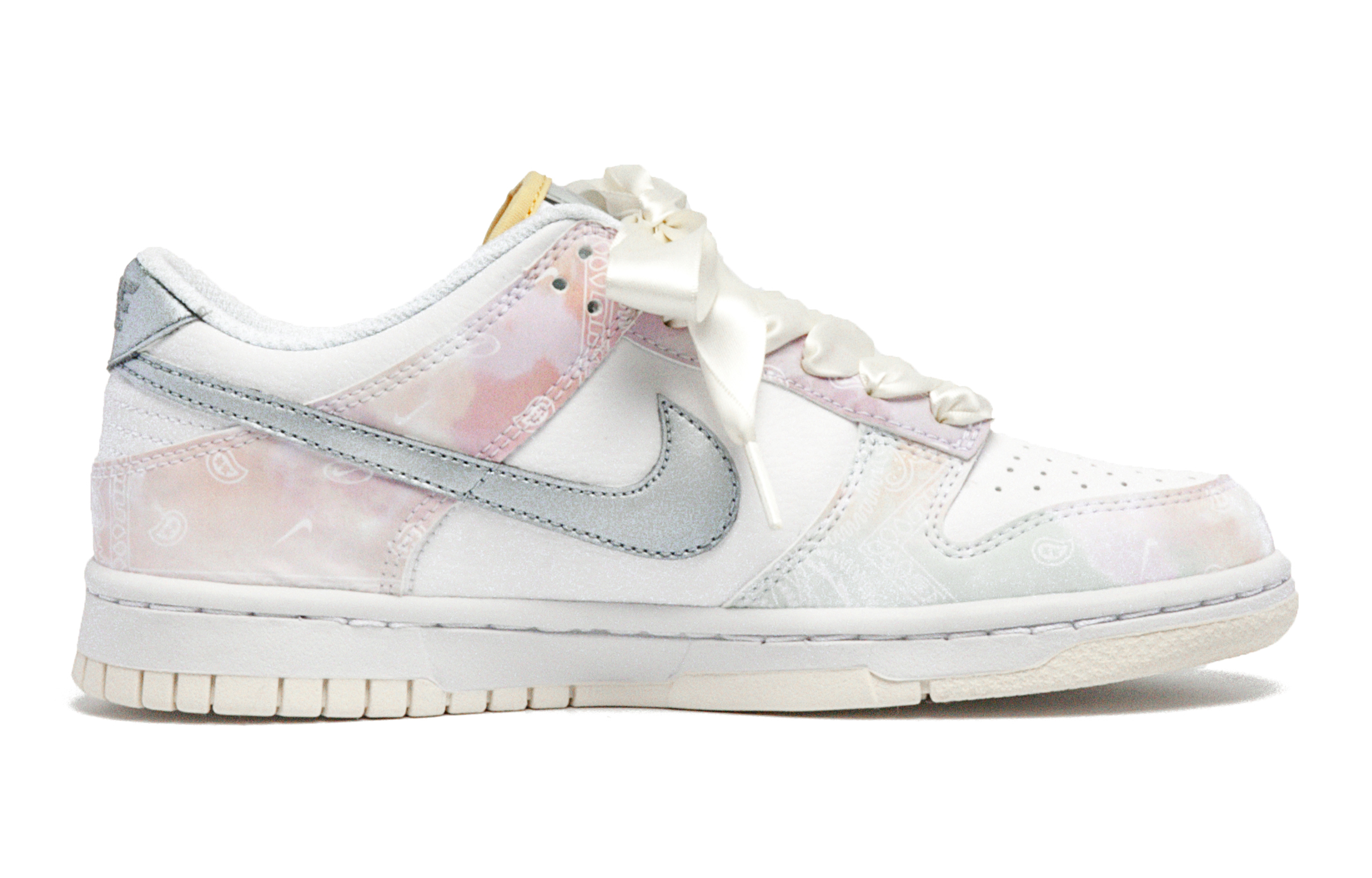 

Кроссовки Nike Dunk Skateboard Shoes Women's Low-Top Silver/pink/silver