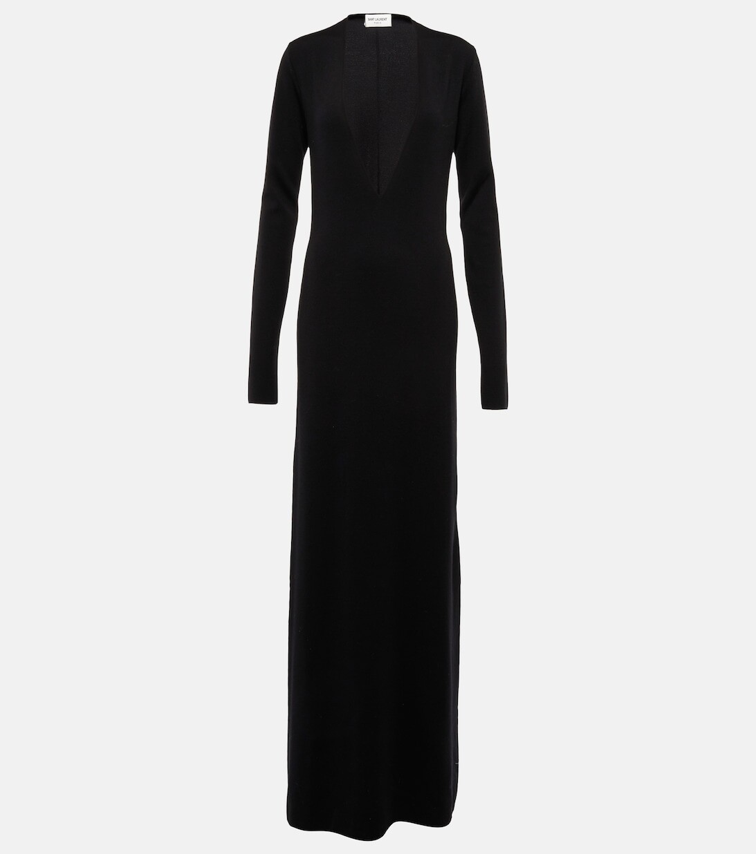 

Платье из шерсти с V-образным вырезом SAINT LAURENT, черный