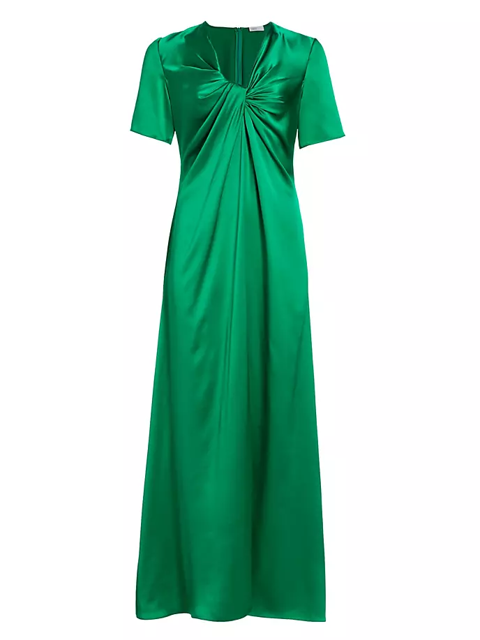

Шелковое платье с короткими рукавами Rosetta Getty, цвет emerald