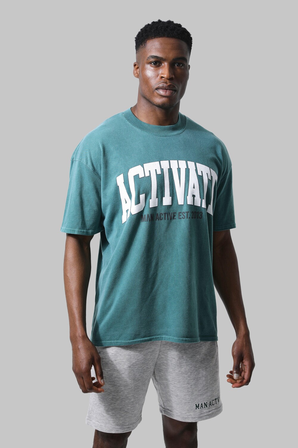 

Мужская футболка active overdye activate Boohoo, бирюзовый, Зеленый